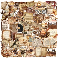 Autocollant lettre de café vintage pour enfants, décoration esthétique, scrapbooking, papeterie, bricolage, fournitures de comptabilité à la main, l'horloge, 50 pièces