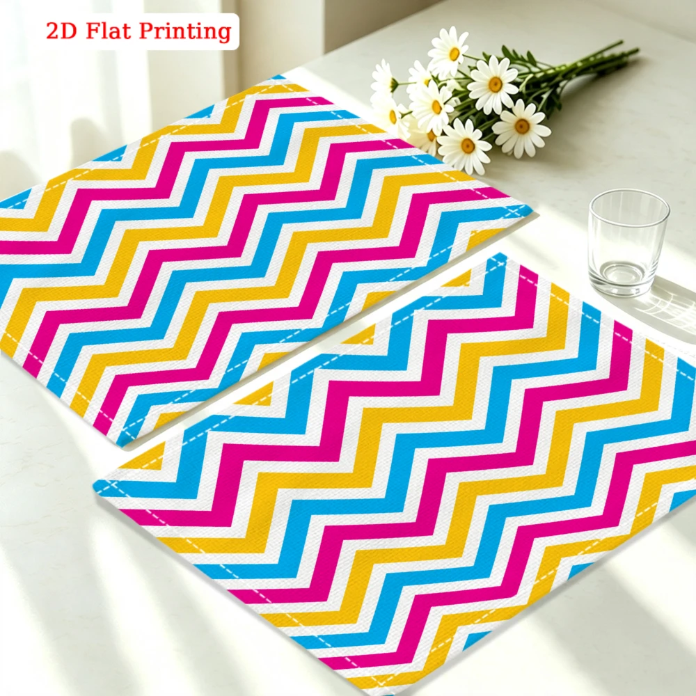 1pc Modern Multicolor Chevron Zigzag Print 2D Flat Placemat for Kitchen Dining Party Decor 30x40cm