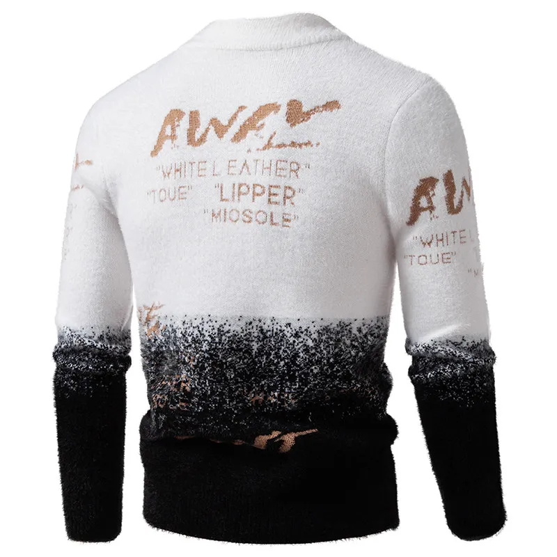 

Men's Knitted Sweater 2025 New Arrival Water Rabbit Fur Simulation Long Sve f High Collar Casual Comfortable Knitwear