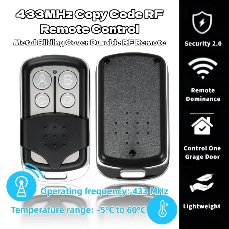 433MHZ Clone Fixed Learning Universal 4 Buttons Garage Door Opener Remote Control Duplicator Garage