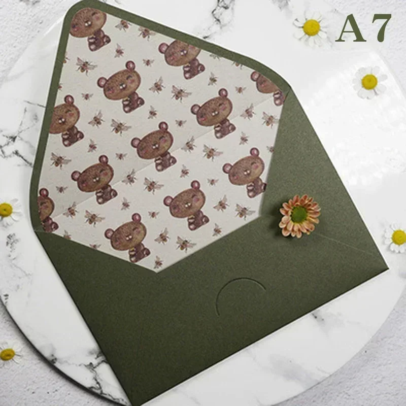 1pc Avocado Green Series Vintage Envelopes Wedding Invitations Printing Lining Envelopes Invitation Stationary Postcard