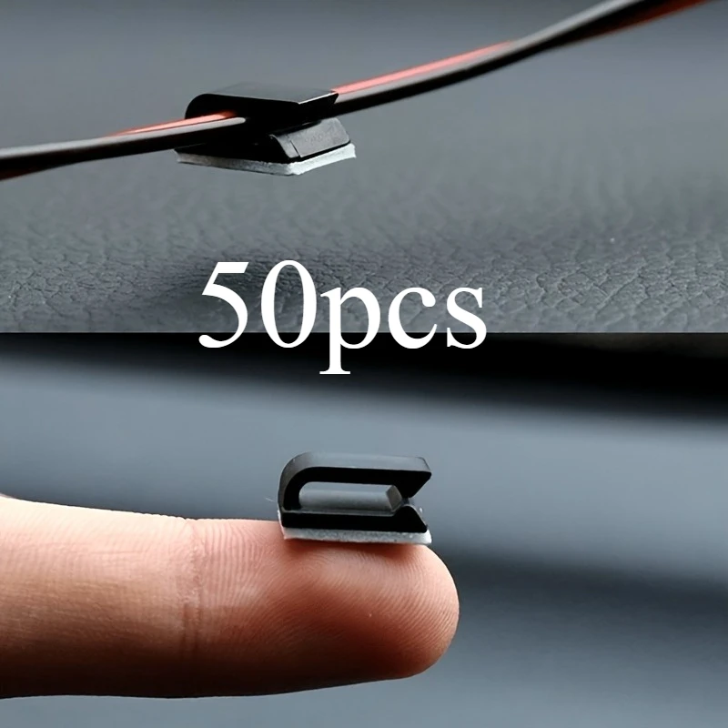 50pcs -adhesive Car Fixed Clip Car GPS Data Cable Light Cord Decorative Wire Fixing Organizer Wire Management Harness Clamp
