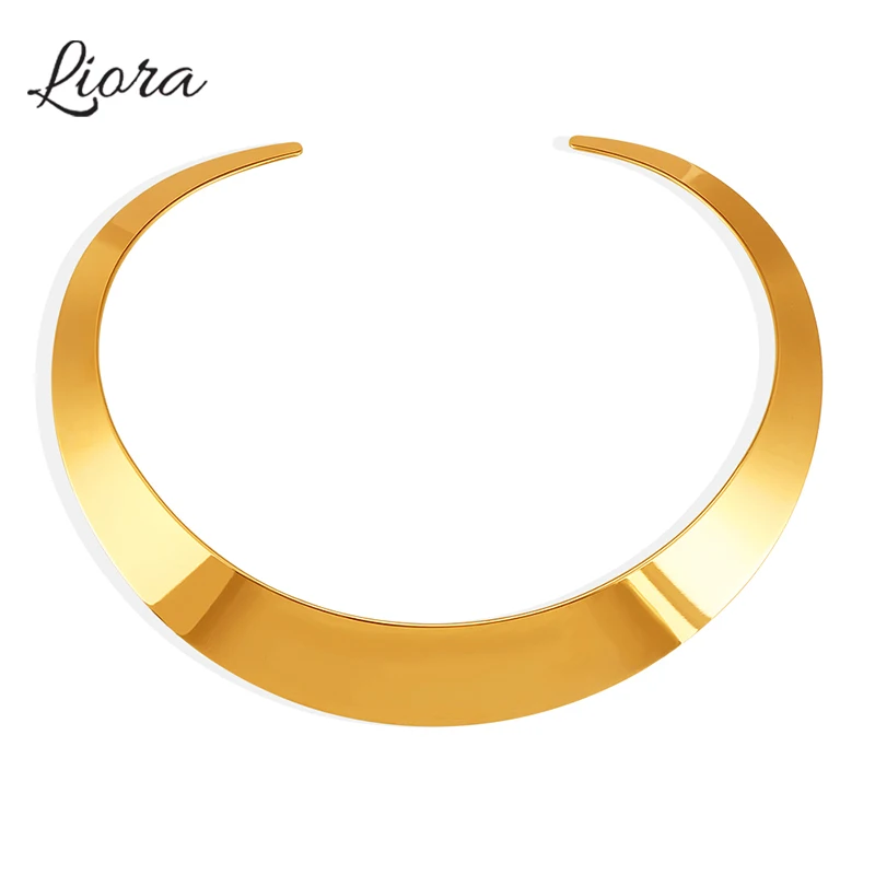 

Liora Wide Big Torques Statement Necklace For Women 316L Stainless Steel Collar Choker Neck Female Fashion Waterproof Jewelry