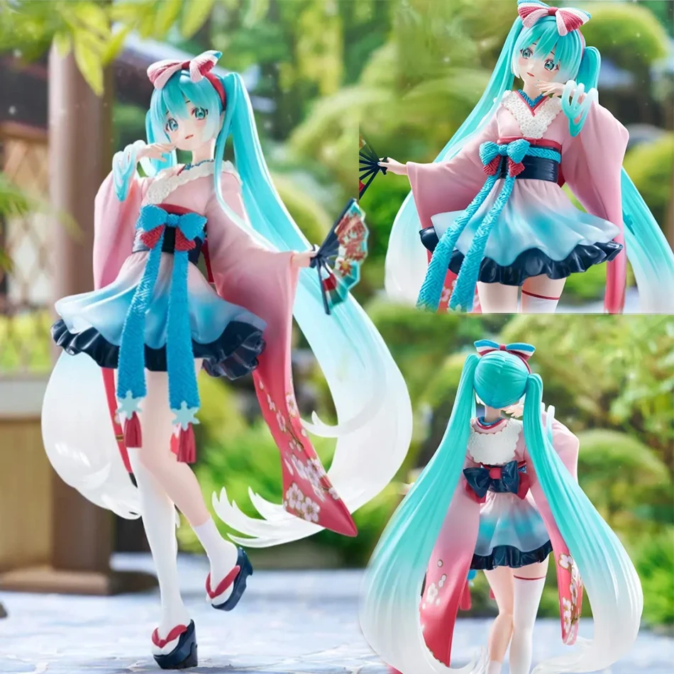 MIKU-20cm Modische Hatsune Miku Anime-Figur im Kimono, Hatsune Miku Actionfiguren, Niedliche Mädchen-Figurine, PVC-Sammlermodell Spielzeug