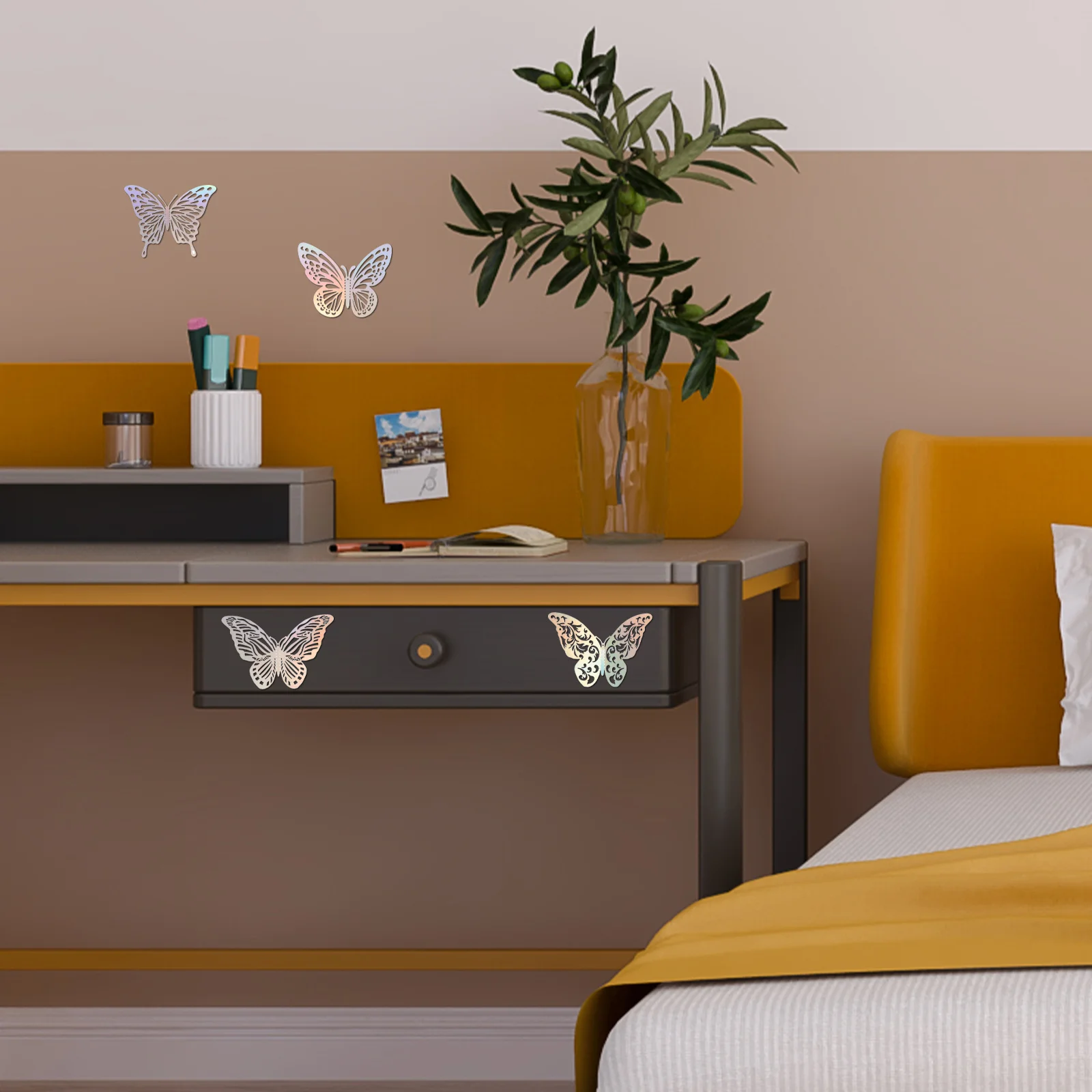 

72Pcs 3D Ornament Wall Decals Butterflies Decorative Stickers for DIY Backdrop Party Wedding Home Interior Design