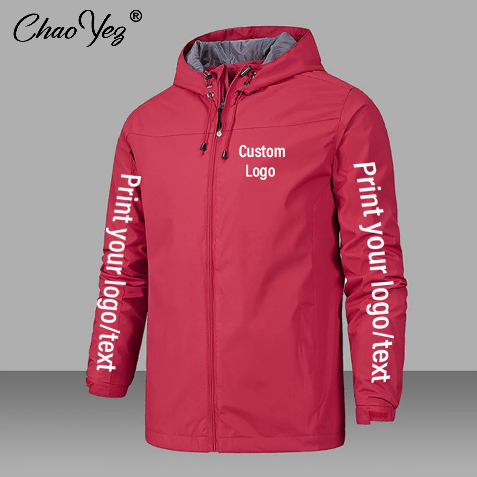 Autumn Custom Logo Men Jacket Print Brand Zipper Coat Windproof Waterproof Jacket Unisex Outdoor Jackets Sportswear 2024