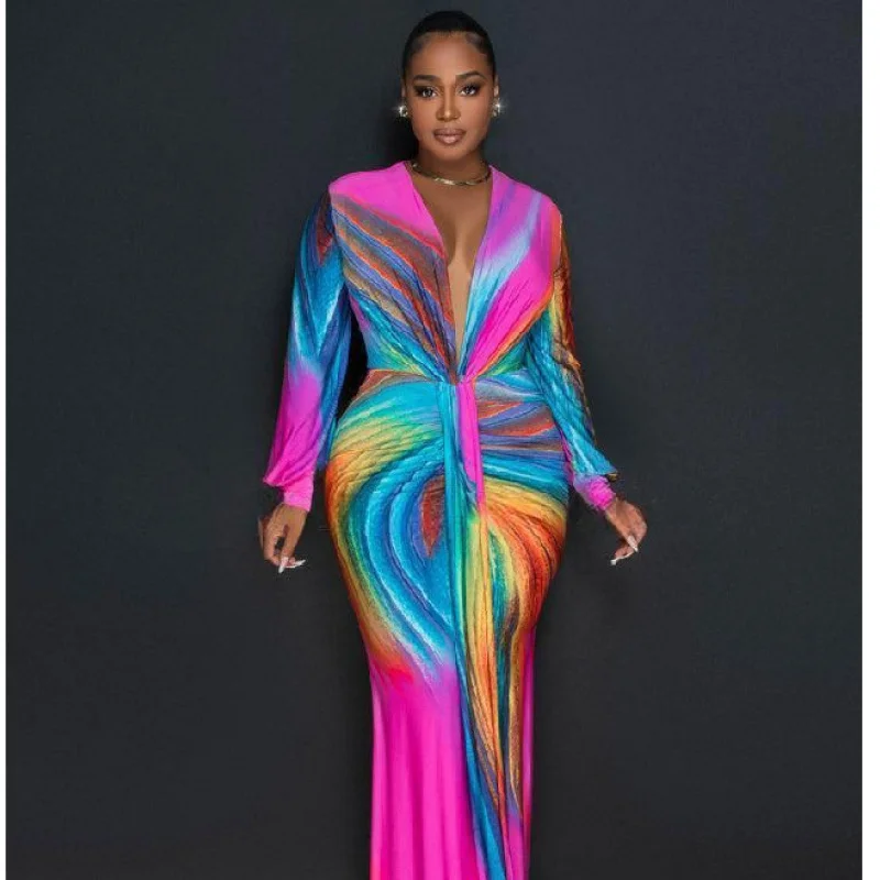 Robe tube colorée pour femmes, vêtements européens et jeunesse, grande taille, printemps et été, aught-Dye Off-Initiated, 2024