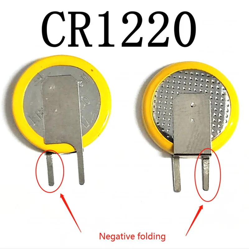 5PCS/LOT Left knife CR1220 1220  Negative folding button battery vertical welding pin 3V 2 pins.