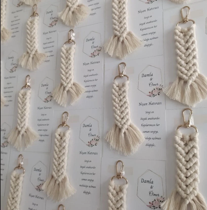 HandMade Name Custom Card Macrame Keychain 50 PCs