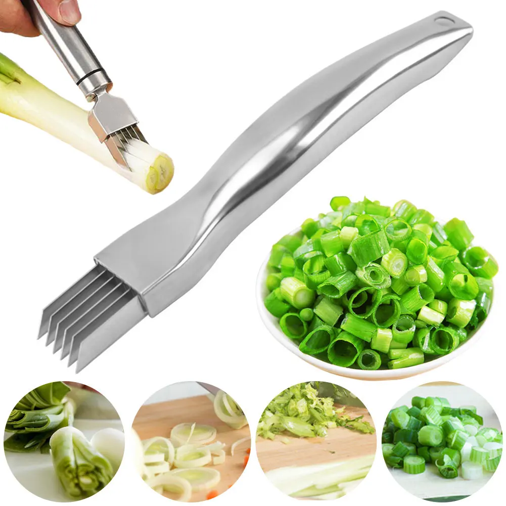 1/2pc Kitchen Shred The Knife, Stainless Steel Chopped Green Onion Knife, Curved Handle Design Food Speedy Chopper Green Onion