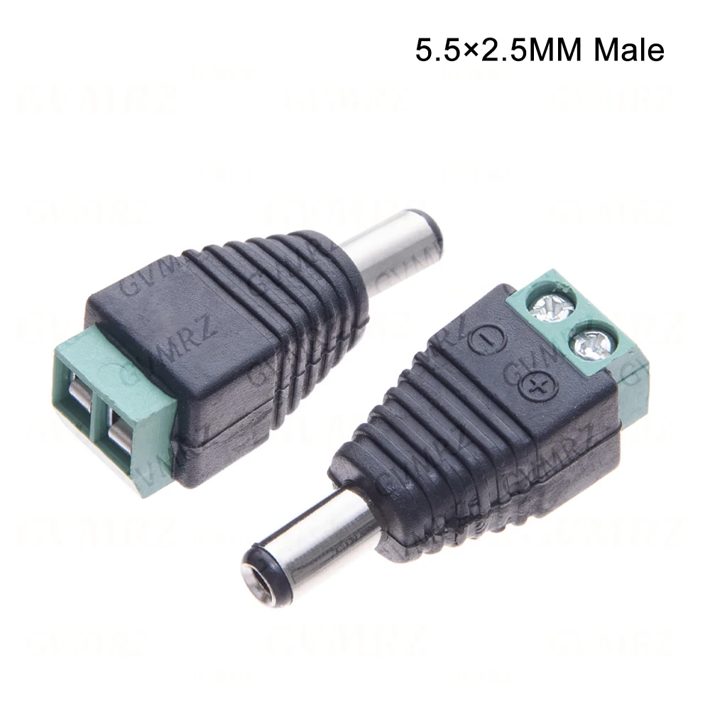 10PCS male and female DC Power plug 5.5 x 2.1MM 5.5*2.5MM 12V 24V Jack Adapter Connector Plug CCTV 5.5x2.1 2.5