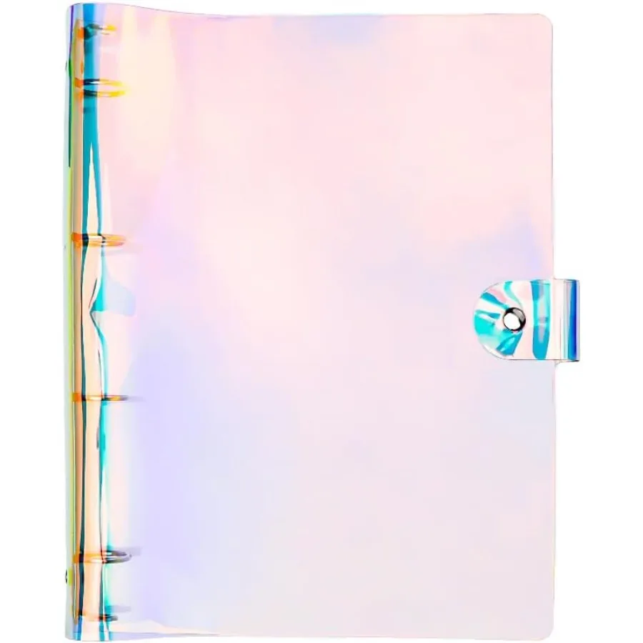 Laser A4 Binder Soft PVC Budget Binde 4Ring Refillable Planner Binder Cover with Sp Button Closure Round Ring Loose Leaf Folder