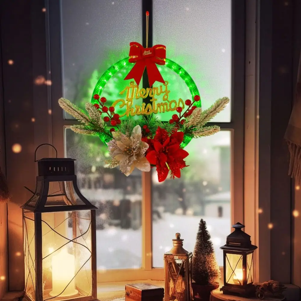 

Glowing Christmas Wreath Timer Function Hanging Artificial Wreaths Battery/USB Powered Energy Saving LED Christmas Decorations