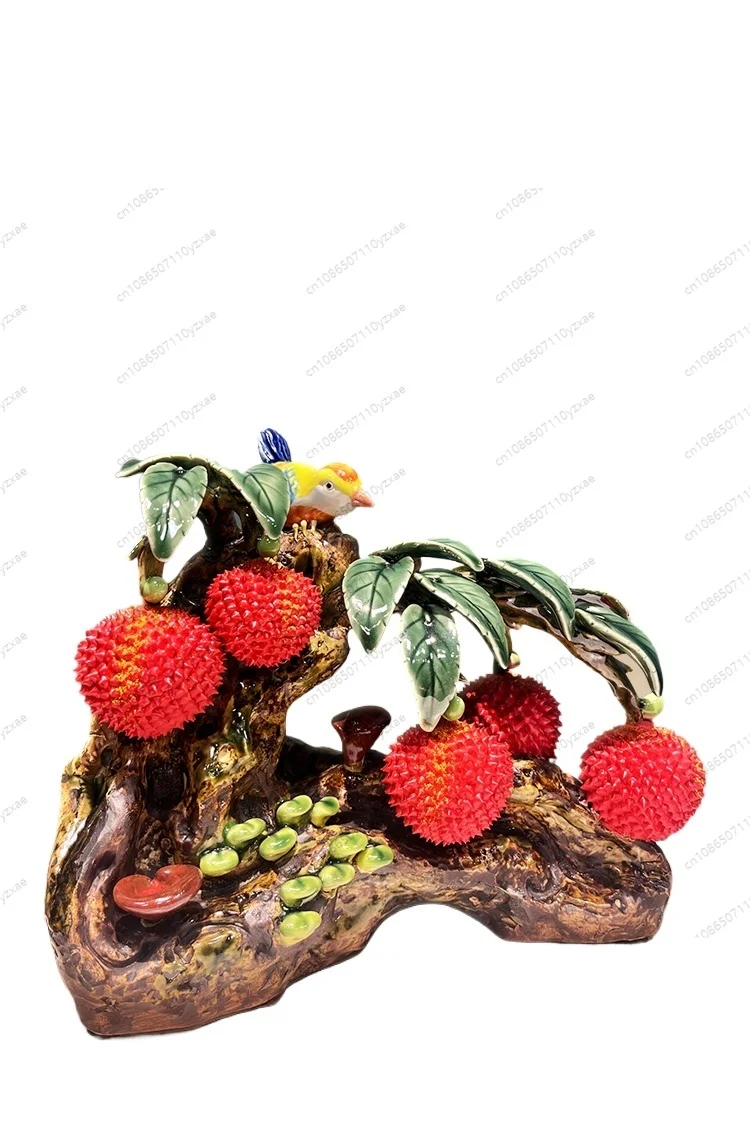

Ceramic lychee ornaments, living room entrance office decoration, handmade handicrafts