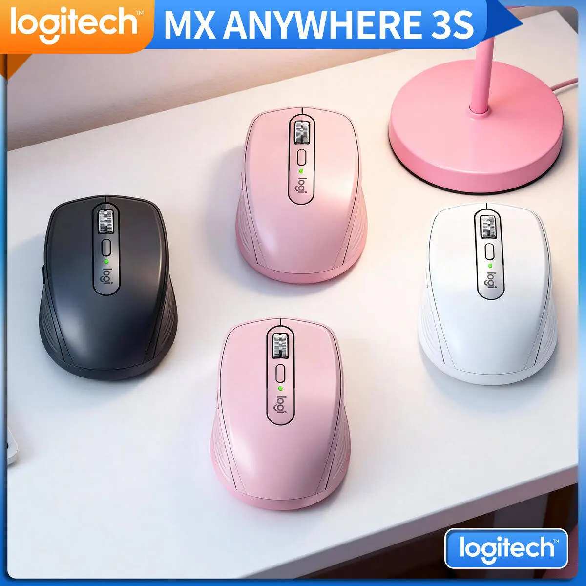

Logitech MX Anywhere 3S Portable Bluetooth Mouse Long Battery Life 7 Custom Buttons for Business Office Travel