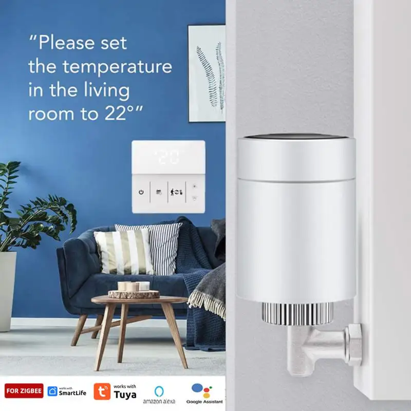 

Tuya ZigBee3.0 Smart Radiator Thermostat Valve Actuator TRV Programmable Valve Controller Works With Alexa Google