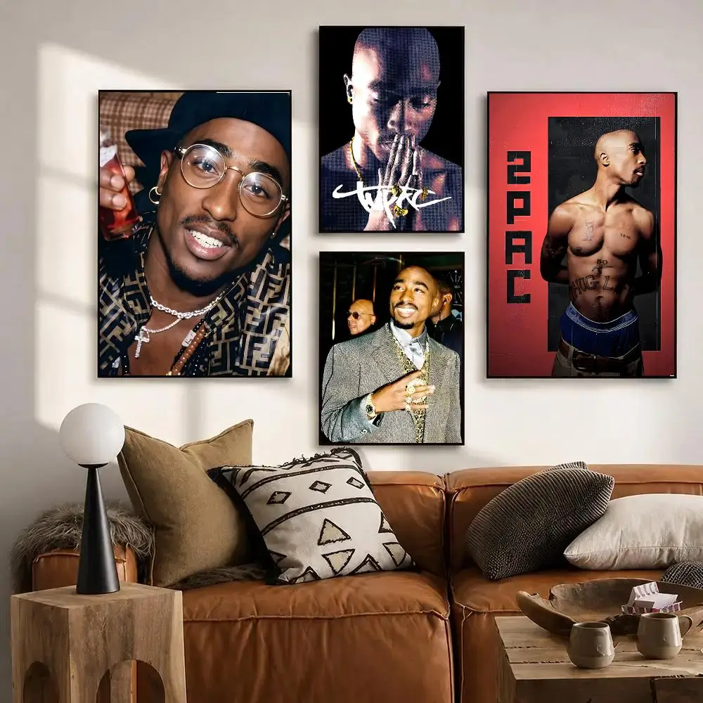 Tupac Amaru Shakur Poster Self Adhesive Sticker Home Living Room Bedroom Entrance Bar Cafe Art Painting Decoration