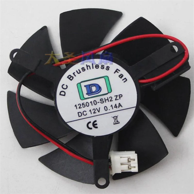 Original 125010-SH2 ZP 12V0.14A 2-line graphics card fan diameter 4.7cm hole spacing 3.9cm
