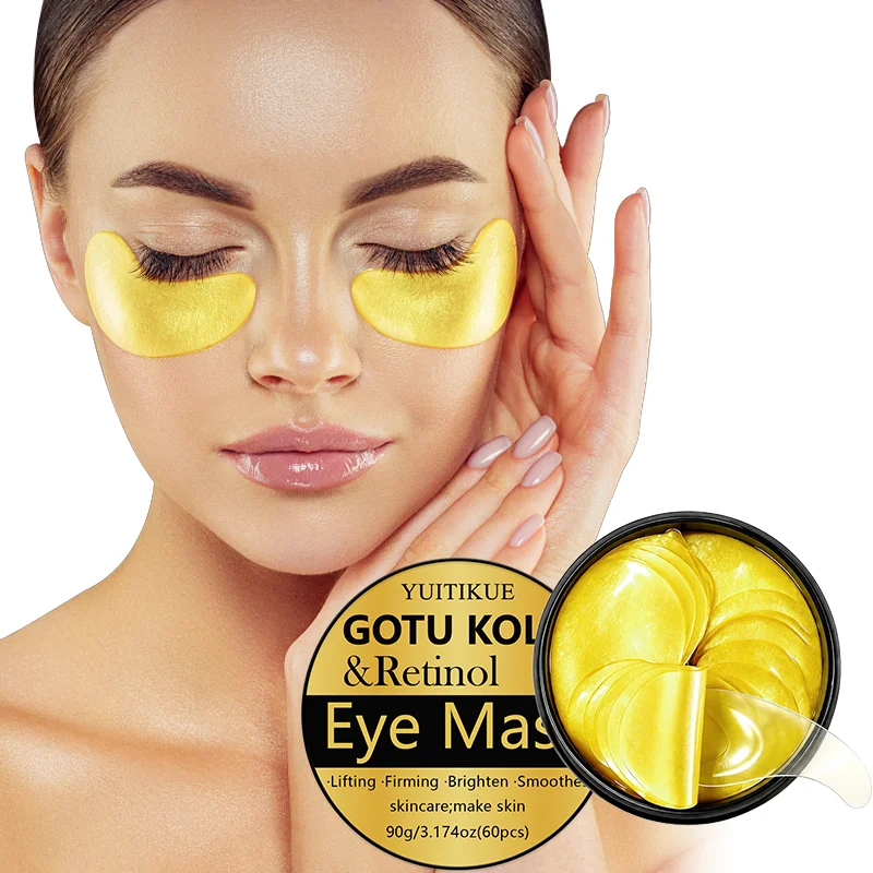 60Pcs YUITIKUE Centella Retinol Golden Eye Patches Moisturizing Lifting Even Skin Tone Nourishing Daily Under Eye Care Eye Mask