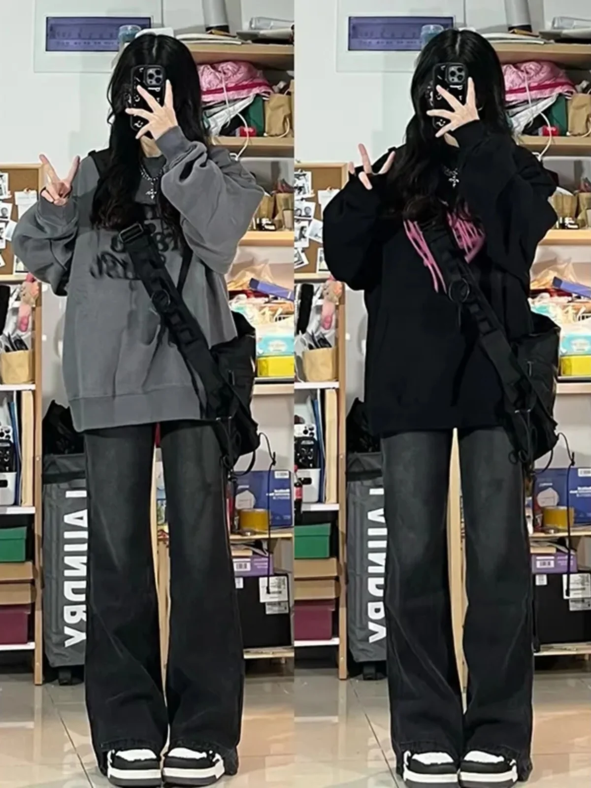 

Джинсы с высокой талией, широкими штанинами и микро-клешем, женские, больших размеров, стройнящие, прямого кроя, универсальные, из хлопкового стрейч-денима.