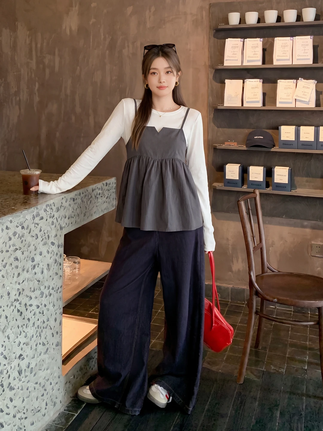 

Spring 2026 Women's Fashion Layered Wear Short Sleeve Thin Long Sleeve round Neck T-Shirt Base Top Trendy Tank Vest Overalls