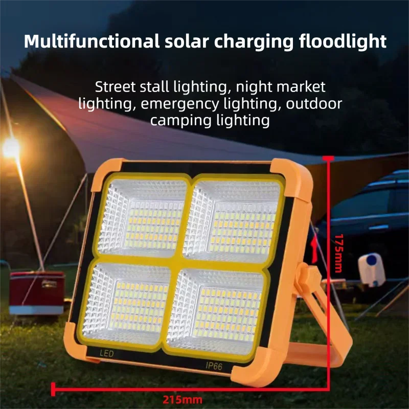 Reflektor solarny o wysokiej jasności, ładowanie przez USB-C, 4 regulowane tryby świecenia, funkcja awaryjnego powerbanku