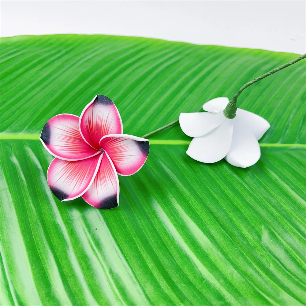 

6Pcs Mixed Colors New Arrival 7CM Plumeria Hair Flower Stick Ear Pick Decorations for Wedding Hawaiian Christmas Parties