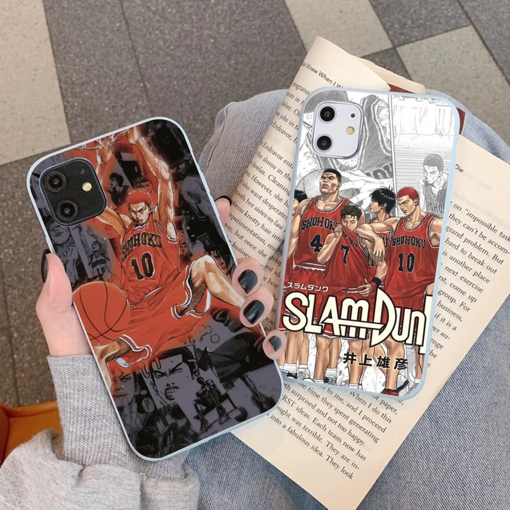 

S-Slam D-Dunk Anime Phone Case For IPhone 14 11 12 13 Mini Pro Xs Max 8 7 6 6S Plus X XR Solid Candy Color Case