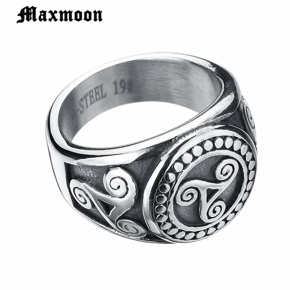 Maxmoon Punk Retro Teen Wolf Midi Ring Triskele Triskelion Allison Argent Stainless Steel Finger Signet Ring For Men Gift