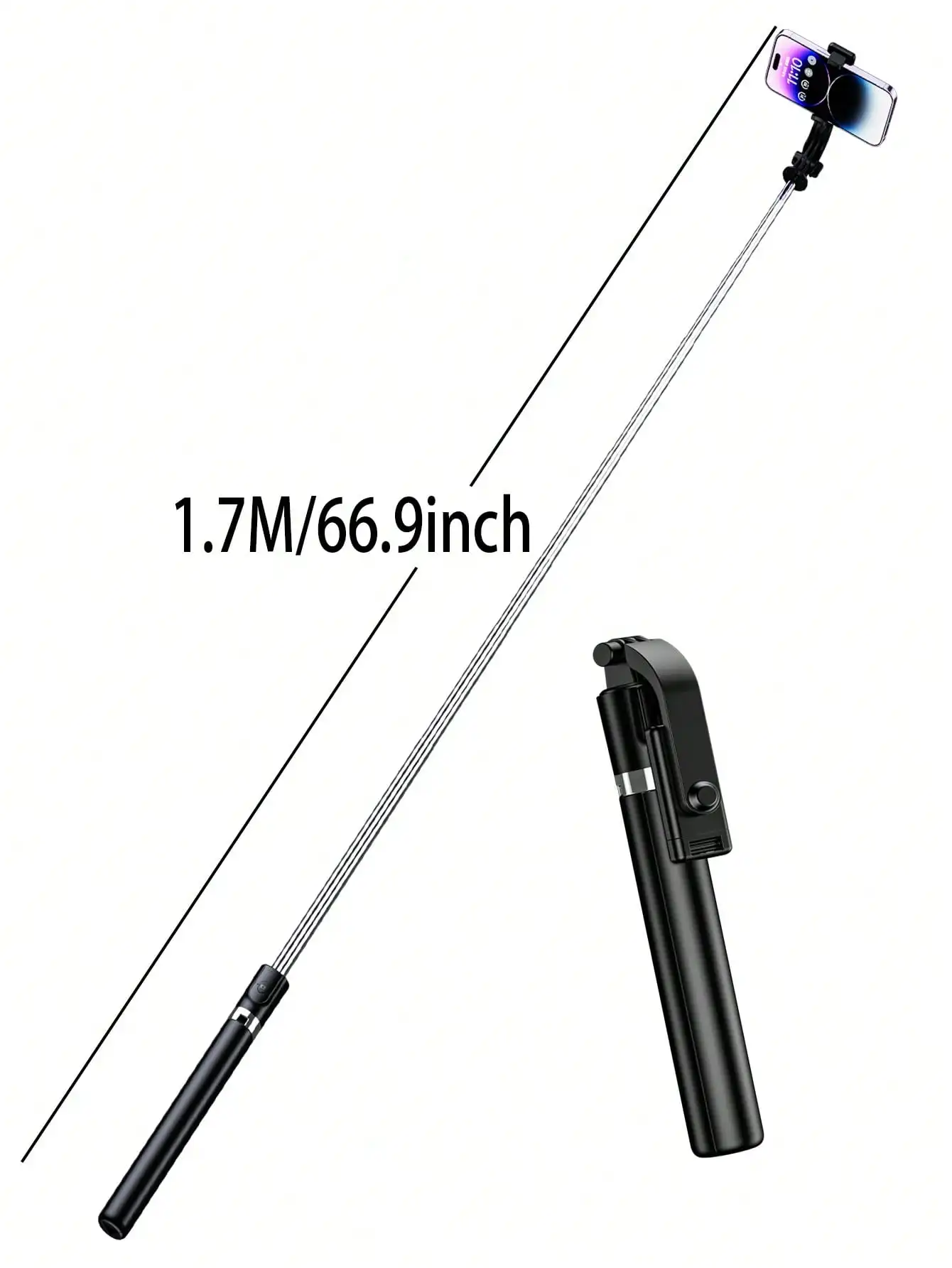 1700mm Selfie Stick Wireless Selfie Stick Phone Tripod Extendable  Stand Foldable Monopod For Smartphones Balance Steady Shootin