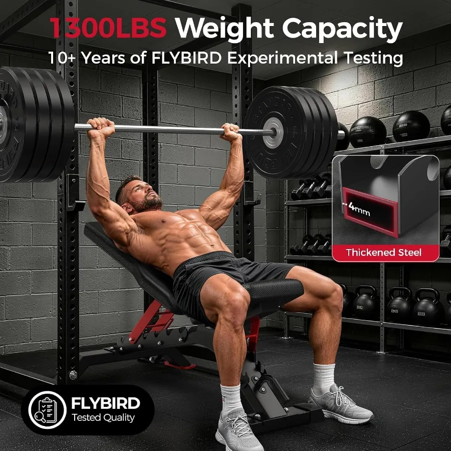 WB7 Weight Bench, 1300LBS Commercial Adjustable Weight Bench, Workout Bench for Home Gym, Flat Incline Bench Press Heavy Duty B