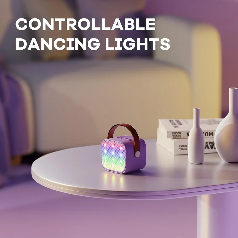 Mini Microphone karaoké pour enfants, avec lumières colorées, haut-parleur Bluetooth Portable pour garçons et filles, chant en plein air, cadeau de fête, jouet sans fil