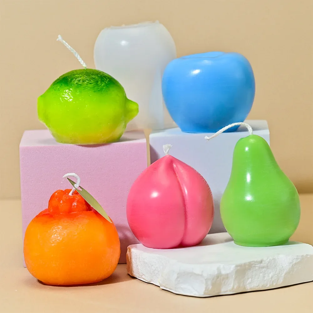 Serie di frutta Stampi per candele Decorazioni per la casa fai da te Aromaterapia Mela Pera Limone Pesca Stampo in gesso Stampo in gesso Artigianato Arte Ornamento Stampo in resina