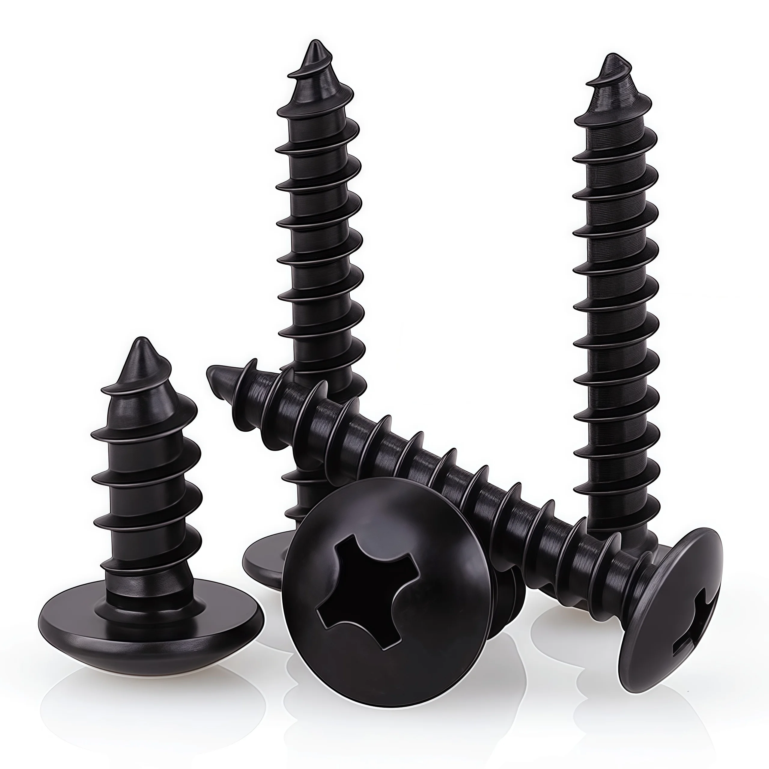 30-100pcs Black Phillips Truss Head Self Tapping ScrewM2.3M2.6 M3 M3.5 M4 M5 M6 Carbon Steel Cross Flat Head Self-Tapping Screws