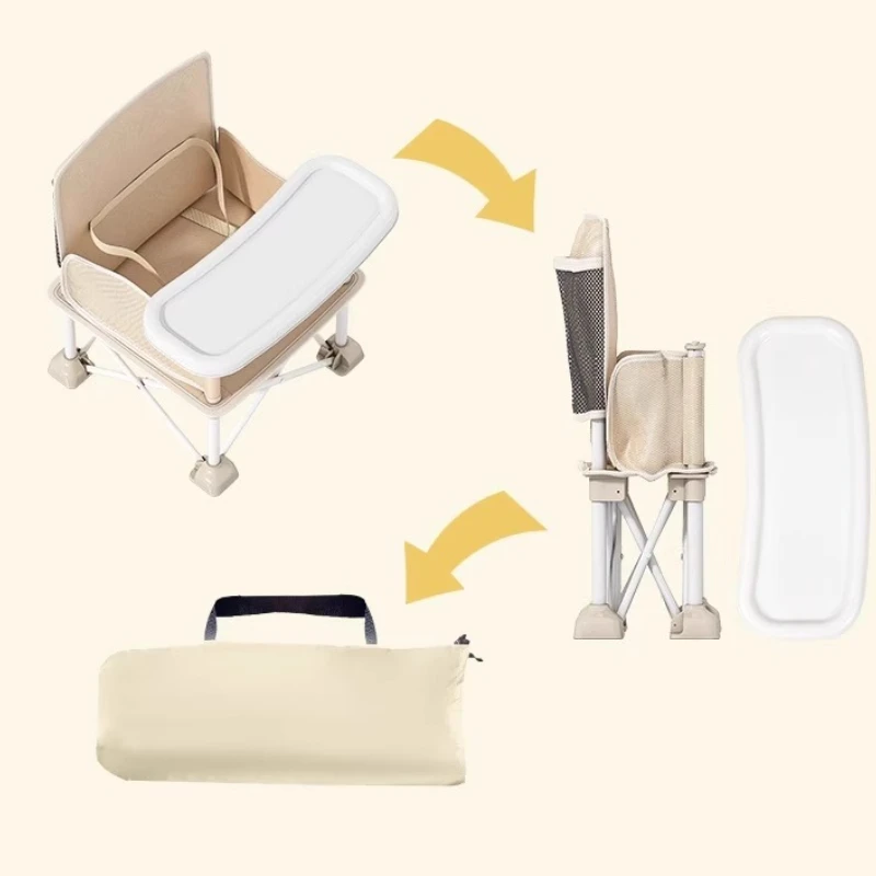 Picture 7: Moon-Shaped Baby Highchair with Anti-Tip Base-Foldable Beach Chair with Elevated Feeding Tray Multi-Angle Support for Travel