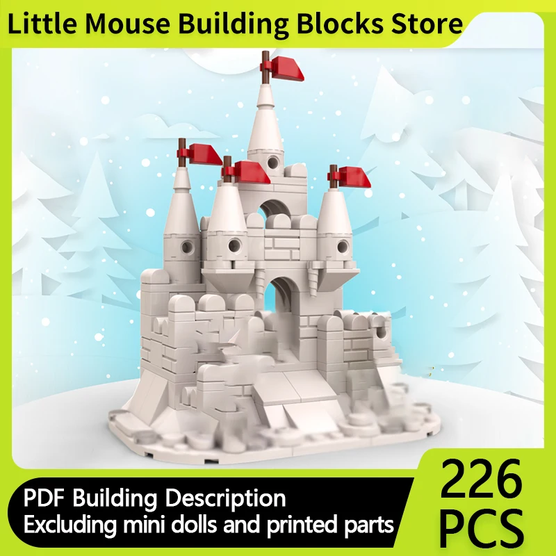 

Модель City Street View MOC, строительные кирпичи, Рождественский снежный замок, модульные технологии, подарки, праздник, сборка, детские игрушки, костюм