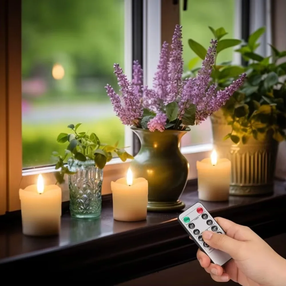 6 قطعة الشمع الحقيقي LED الشاي ضوء الشموع مع الموقت 300 + ساعة واقعية الفتيل الأسود بطارية تعمل الشموع ل الزفاف زينة عيد الميلاد