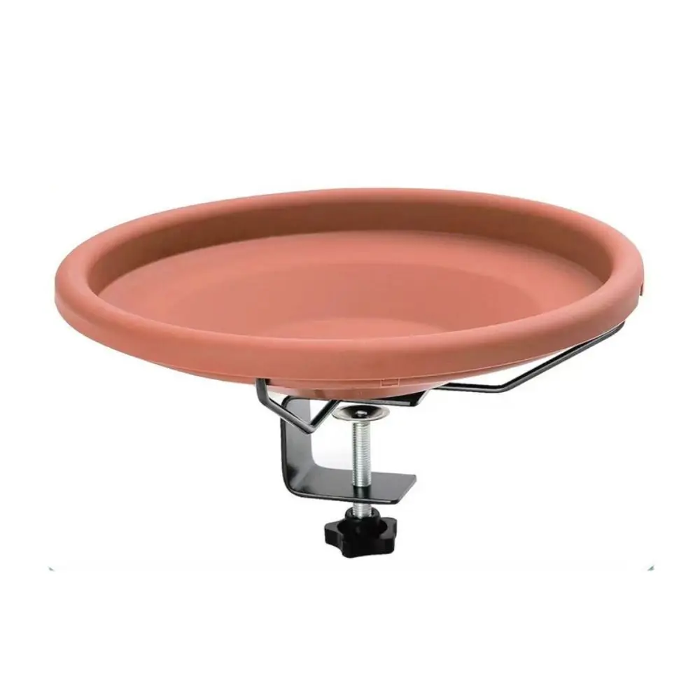 Bird Accessories Adjustable Deck Railing Bird Bath Plastic Brown Deck Mounted Bird Bath Removable Bird Bath Feeder for Courtyard
