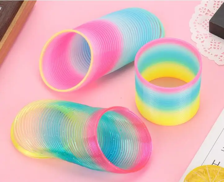 Rainbow Circle Funny Toys Early Development Educational Folding Plastic Spring Coil Children\'s Creative Magical Toys Gift Party