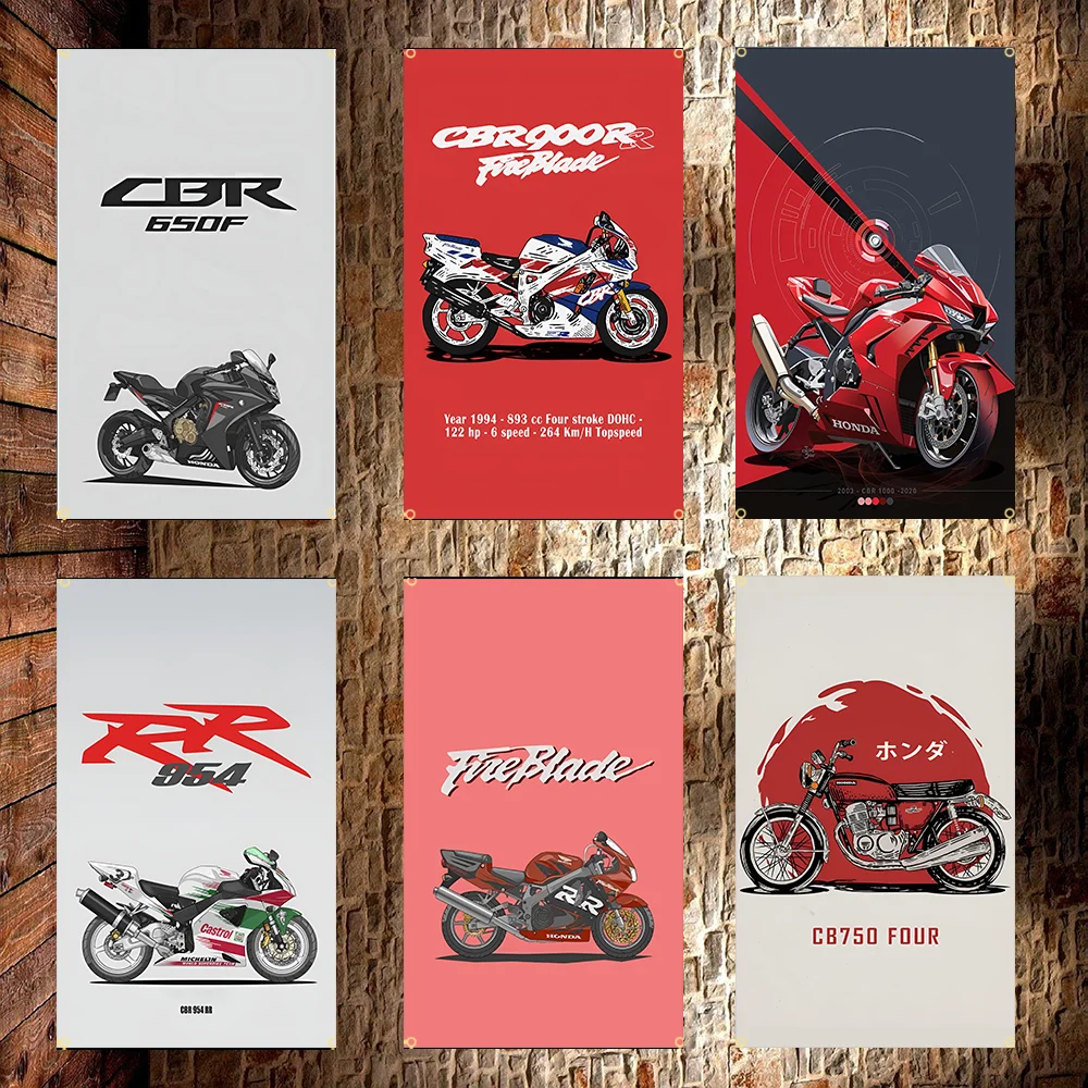 3x5FT H-HONDAS Motorcycle  Flag applicable to Garage or Outdoor For Decoration