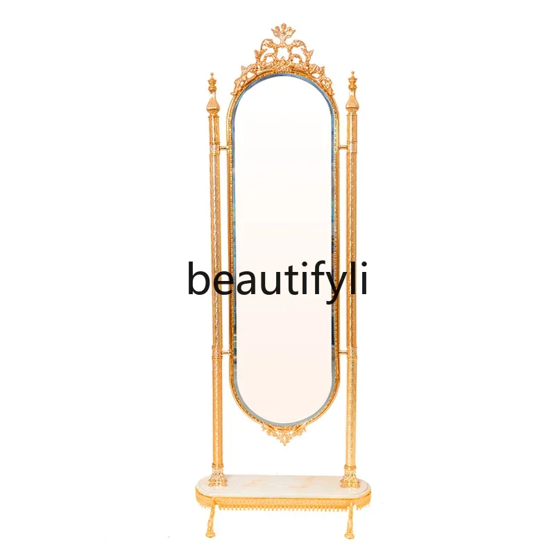 

High-end dressing mirror fashionable gold copper gold-plated glass fitting mirror modern
