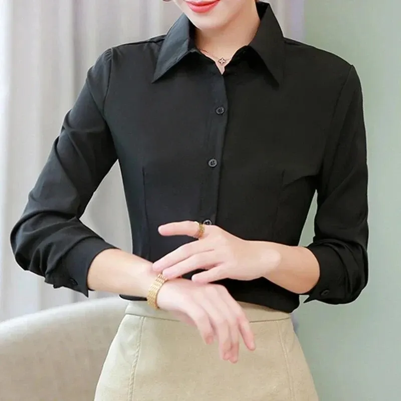 Women Shirts Blouses Women White Shirt Long Sleeve Blouse Female Tops OL Basic Shirt Blouses 2024 Fashion Elegant Woman Clothing