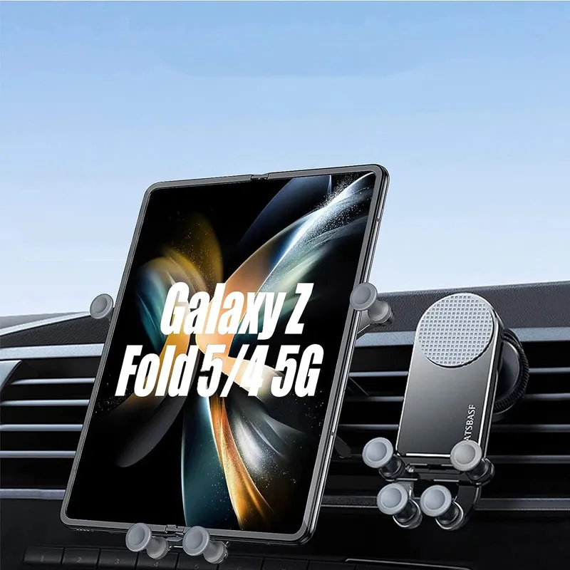 Metal Air Vent Support Telephone Car Phone Holder for Samsung Galaxy Z Fold 5 4 3 2 Fold5 S23 S22 Plus Auto Gravity Stand Mount