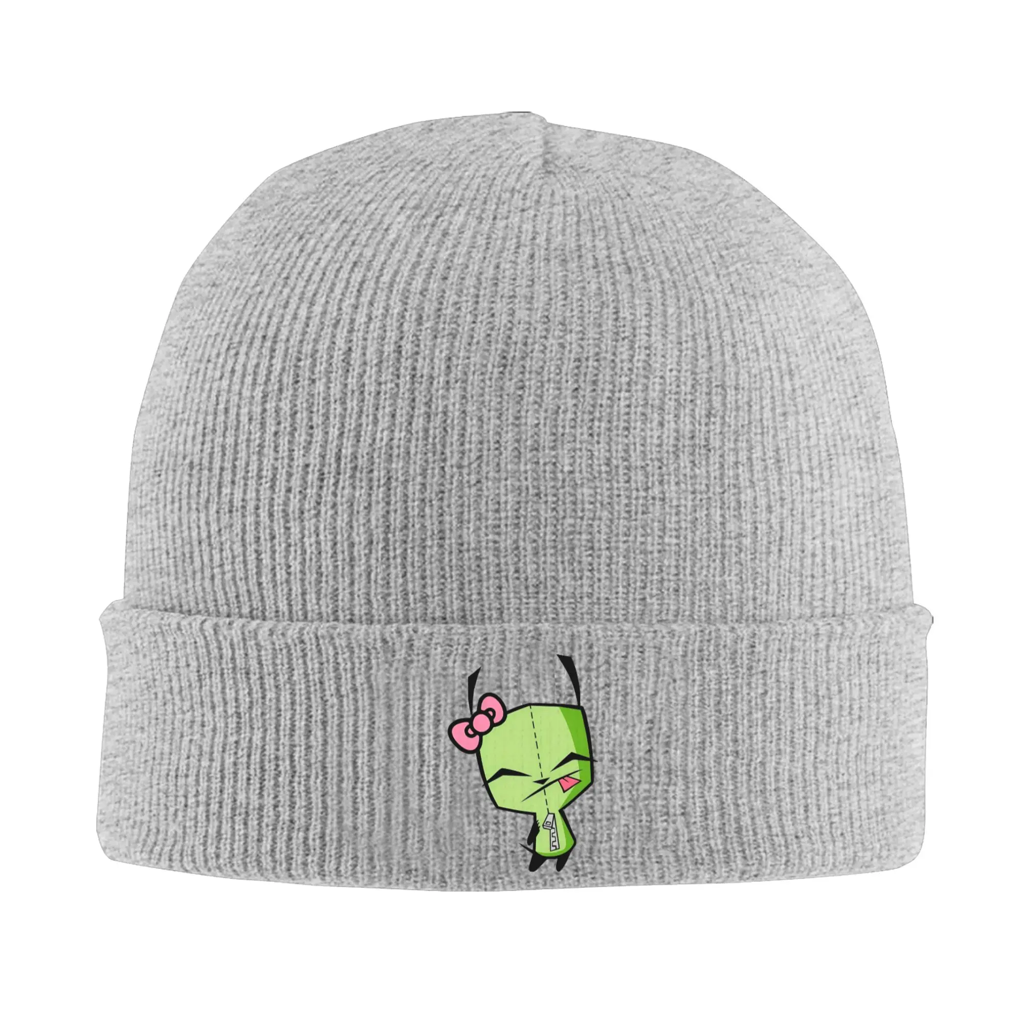 Invader Zim Cute Gir Bow Knitted Hat Beanies Autumn Winter Hat Warm Acrylic  Color  Cap Men Women Gift,
