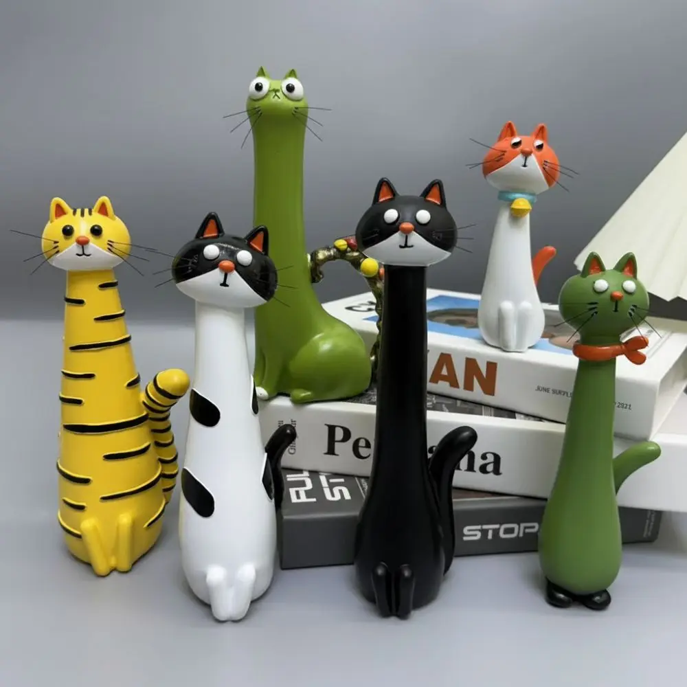 Funny Cat-shaped Vases Ornament Synthetic Resins Cute Cartoon Style Handcrafted Quirky Cat Vase Desk Decor Cat Figurine