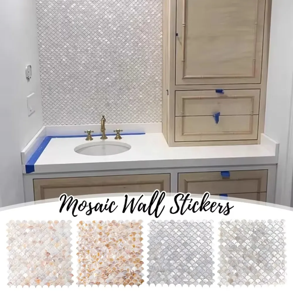 Versatile Shell Mosaic Tile Dyed Eco-friendly Fish Scale Tile DIY Waterproof Mosaic Wall Art Bathroom Wall