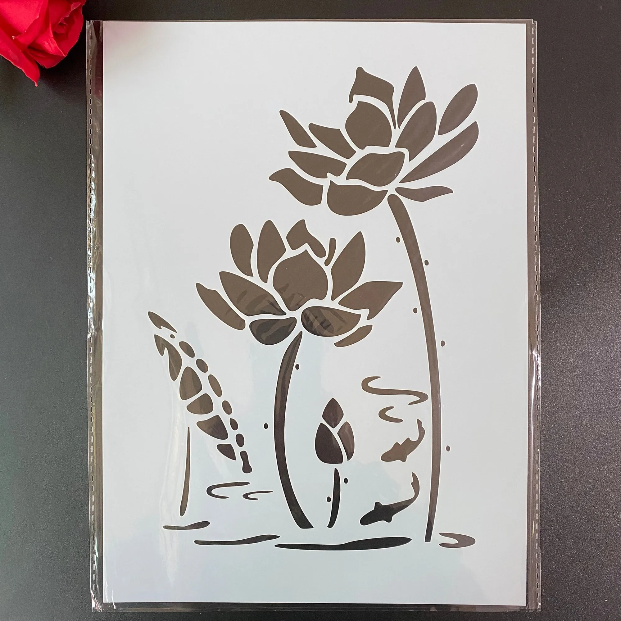 DIY Stencils Wall Painting Scrapbook Coloring Embossing Album Decorative Paper Card Template,fabric,A4 29 * 21cm Lotus flower