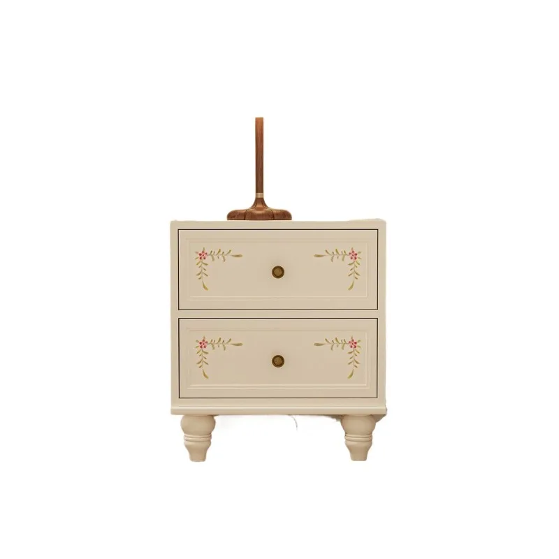 Cream bedside table, bedroom American painted solid wood two chest cabinets, sofa side few