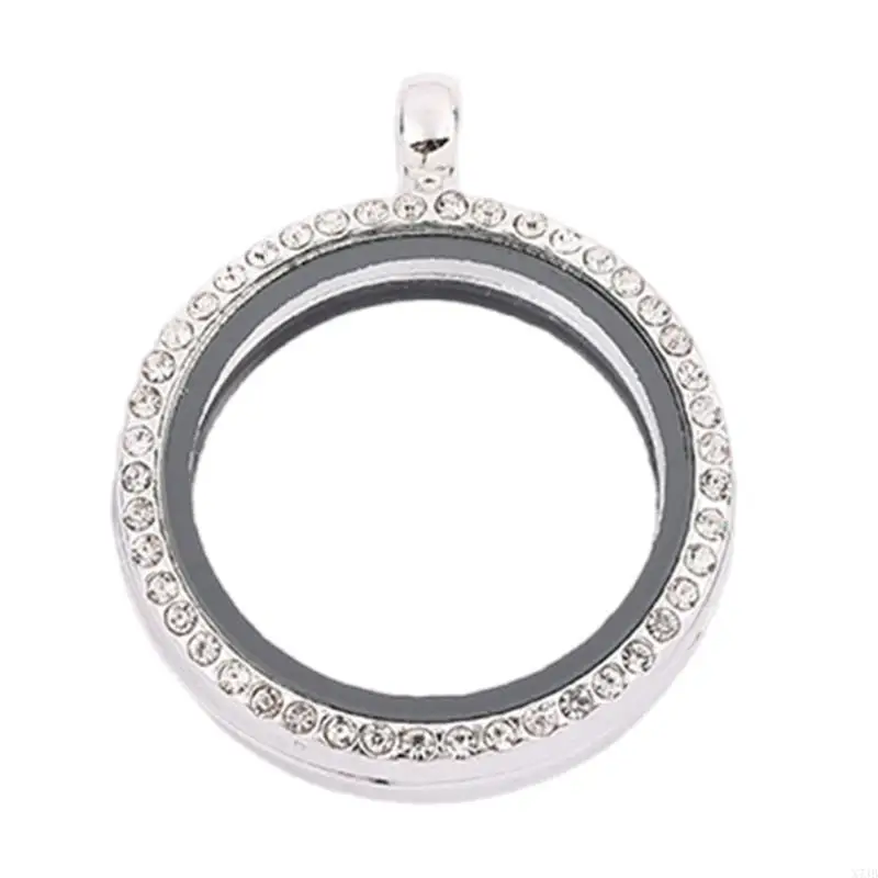 Photo Locket Pendant With Crystals Glass and Secure Closure for Everyday Wear