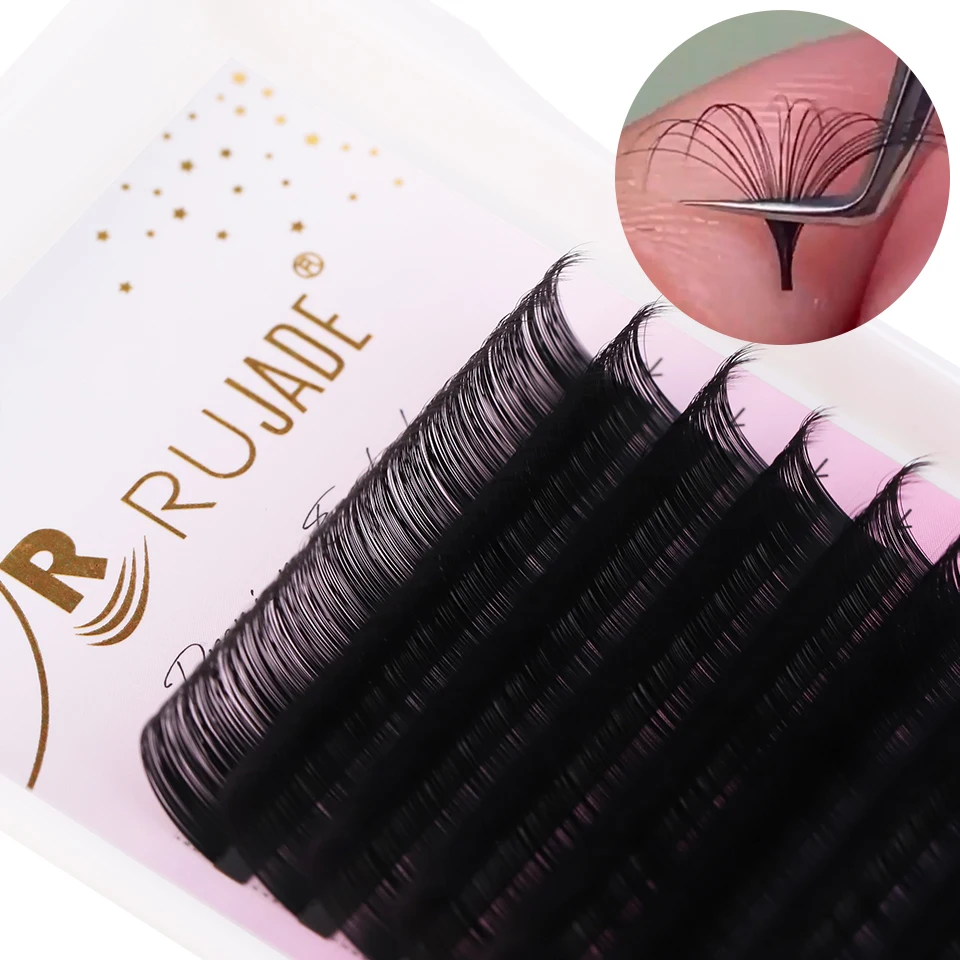 

RUJADE Matte Black Volume Cashmere Lashes 0.03 0.05 0.07mm Russian Volume Fan Soft Individual Eyelash Extensions Makeup Cilios